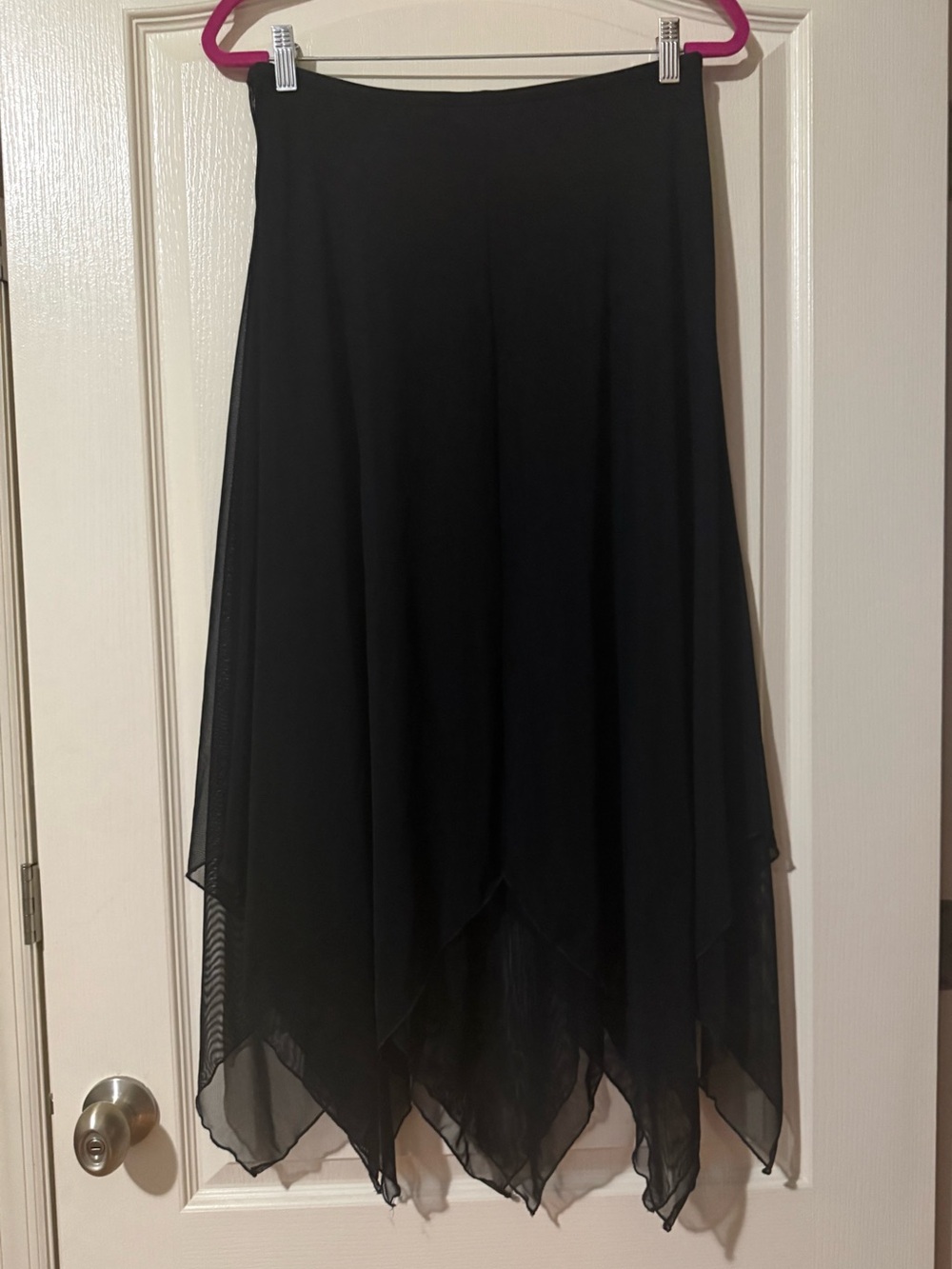 Max Studio London Black Handkerchief Hem Midi Skirt Size Large